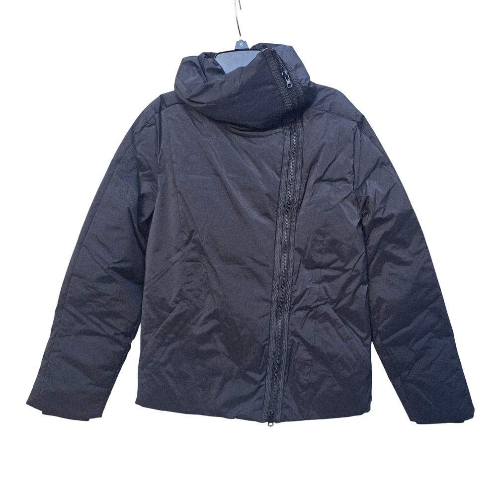 WHITESKY NWT‎ Women's Black Puffer Jacket with Asymmetrical Zip Duck Down XXS